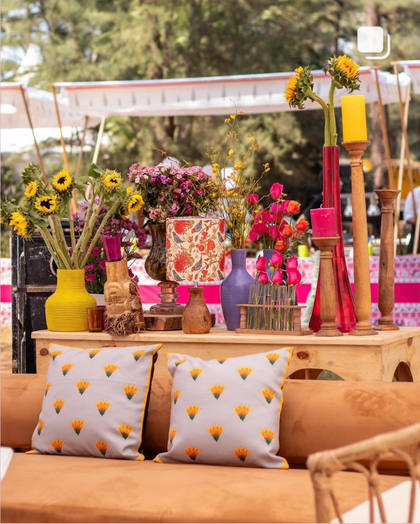 Lounge and Floral detail — Mehendi decor — ITC Grand Goa